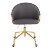 Claire - Contemporary / Glam Task Chair - Gold / Gray - Image 5