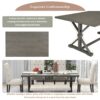 Farmhouse Dining Table Set 6 Piece Wood Table, Upholstered Chairs & Bench - Gray - Image 4