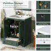 Bathroom Vanity With Ceramic Sink Combo, Modern Freestanding Storage Cabinet With Silver Handles, Soft Closing Doors - Green - Image 6