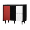 Modern Sideboard Buffet Cabinet With Doors And Unique Panel Styling - Black / Red - Image 23