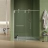 Frameless Shower Door, Sliding Shower Door, Premium 5 / 16" (8 Mm) Thick Tempered Glass Shower Enclosure With Towel Bar, Double Side Easy Clean Coat, Finished With Buffer - Brushed Nickel - Image 9