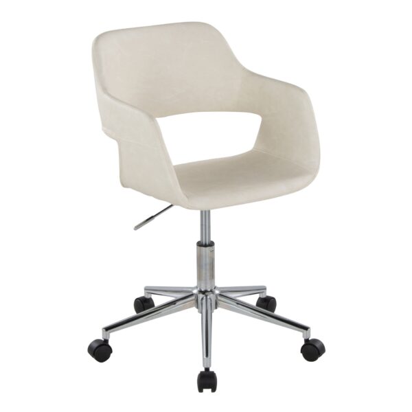 Margarite - Contemporary Task Chair - Chrome / Cream