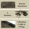 Brancaster - Writing Desk With USB Port - Bronze - Image 8