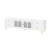 Modern TV Stand For TVs Up To 75", Entertainment Center With Glass Door, 4 Drawers And 2 Cabinets, 5 Metal Legs And Metal Handles For Living Room - White - Image 9