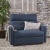Alma - Contemporary Upholstered Loveseat Recliner - Navy Blue - Image 4