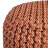 Wynne - Round Knitted Outdoor / Indoor Pouf - Orange - Image 2