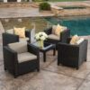 Modern Outdoor Club Chair With Removable Cushions - Brown / Beige - Image 2