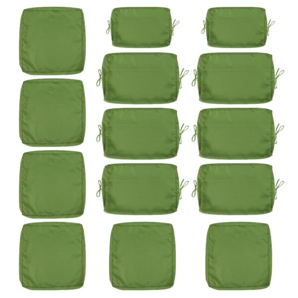 14 Pack Cushion Covers For 7 Piece Wicker Rattan Sectional Sofa (6 Seater), Outdoor Seat And Back Slipcovers With Zippers - Green