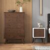 Caroline - Mid-Century Modern Style White Night Stand 2 Drawer - Dark Brown / White - Image 10