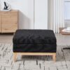 Upholstered Storage Ottoman With Reversible Lid Coffee Table, Foot Stool Square Footrest With Rubberwood Legs For Living Room Bedroom Entryway And Office - Black - Image 4