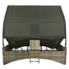 Patio Daybed Outdoor Daybed Sun Lounger With Shelter Roof With Adjustable Backrest, Storage Box And 2 Cup Holders For Patio, Balcony, Poolside - Gray - Image 27