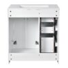 Bathroom Vanity With Ceramic Sink Combo, Frame Bathroom Storage Cabinet, Freestanding Vanity Set With 3 Drawers & Soft Closing Doors - White - Image 16