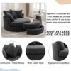 360° Swivel Accent Barrel Chair With Storage Ottoman & 4 Pillows, Modern Chenille Leisure Chair Round Accent For Living Room - Gray - Image 3