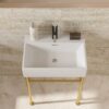24" Ceramic Console Bathroom Sink With Overflow Basin & Toned Legs - White - Image 3