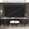 Modern TV Stand With 2 Cabinets & Open Compartments, Entertainment Center For Tvs Up To 80'', Television Console For Living Room - White / Black - Image 8