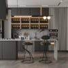 Bar Stools Upholstered Counter Height Barstools For Kitchen Island (Set of 2) Modern Leather Dining Chairs With Footrest - Black - Image 4