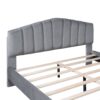 Queen Size Platform Bed With Thick, Stylish Stripe Decorated Bedboard And Elegant Leg - Gray - Image 6