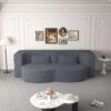 Modern Floor Sofa, With 2 Pillows, Convertible Teddy Fabric Foam Filled Bed, Full Size Folding Mattress, Suitable For Living Room Guest Room, Game Room - Gray - Image 4