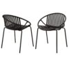 Modern Simple Art Style Patio Dining Chairs With Breathable Design, Metal Legs And Plastic Backrest (Set of 2) - Black - Image 7