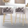 Modern Counter Stools (Set of 2) Counter Stools, Soft Back And Cushion, Footrest, Suitable For Kitchen - Gray - Image 2
