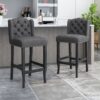 Solara - Fabric Tufted Counter Stool With Nailhead Accents (Set of 2) - Charcoal - Image 2