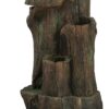 Rustic Decorative Tree Trunk 5 Tier Water Fountain, With Light And Pump, For Indoor And Outdoor - Brown - Image 3