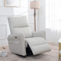 29.92" 270 Power Swivel Rocker Recliner Chair, Electric Glider Reclining Sofa With USB Ports, Power Swivel Glider, Rocking Chair Nursery Recliners For Living Room Bedroom - Light Gray