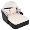 Outdoor Sunbed With Adjustable Canopy, Double Lounge, Daybed - Black / Beige - Image 8
