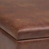 Owen - Square Coffee Table Storage Ottoman - Distressed Saddle Brown - Image 7