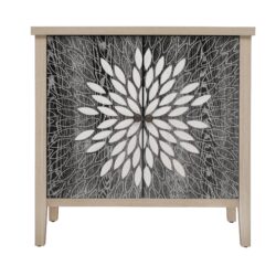 2 Door Carved Storage Cabinet With Adjustable Shelf, Accent Furniture For Living Room, Hallway, Kitchen - Black / Natural