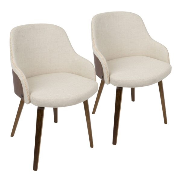 Bacci - Mid-Century Modern Dining / Chair (Set of 2) - Walnut / Cream