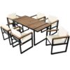 7 Pieces Outdoor Dining Set Patio Dining Table And Chair Set With And Removable Cushions For Patio, Backyard, Garden - Beige - Image 16