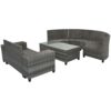 8 Pieces Outdoor Wicker Round Sofa Set, Half-Moon Sectional Sets All Weather, Curved Sofa Set With Rectangular Coffee Table, PE Rattan Water-Resistant And UV Protected, Movable Cushion - Gray - Image 10