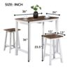 3 Pieces Counter Set Hanging Stool Easy To Clean For Small Space - Antique Dark Oak / Antique White - Image 9
