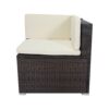 11 Piece Patio Wicker Conversation Set, 10 Seater Patio Sectional Set With 3 Storage Box Under Seat - Brown / White - Image 8