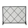 Minimalist Single Panel Iron Fireplace Screen With Diamond Design - Black - Image 2