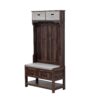 Hall Tree With 6 Hooks And Hinged Lid, Coat Hanger, Entryway Bench, Storage Bench, 3 In 1 Design, For Entrance, Hallway - Brown - Image 10