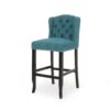 Vienna - Contemporary Fabric Tufted Wingback Counter Stools, (Set of 2) - Teal / Dark Brown - Image 6
