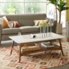 Mid - Century Modern Coffee Table Lower Shelf - Off White / Pecan - Image 2