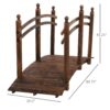 Outsunny - Fir Wood Garden Bridge Arc Walkway With Side Railings, Perfect For Backyards, Gardens, & Streams, Carbonized - Brown - Image 3