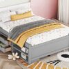 Versatile Full Bed With Trundle, Under Bed Storage Box And Nightstand - Gray - Image 8