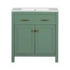 Bathroom Vanity With Ceramic Sink, Modern Single Bathroom Cabinet With 2 Doors And A Shelf, Soft Close Doors - Green - Image 18