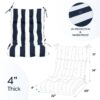 2 Piece High Back Chair Cushion Set Tufted Patio Or Rocking Chair Cushions For Garden Or Porch - Blue Stripe - Image 5