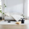 Elena - Twin Boucle Upholstered Daybed, Ribbed Tufted Backrest - Ivory - Image 7