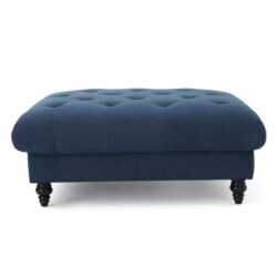 Madrid - Tufted Ottoman Footrest And Coffee Table Stand - Navy Blue