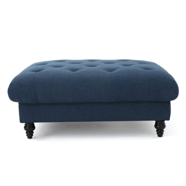 Madrid - Tufted Ottoman Footrest And Coffee Table Stand - Navy Blue