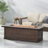 Transitional Rectangular Outdoor Propane Fire Pit With 50, 000 Btu, Tank Cover Not Included - Brown Wood Pattern - Image 3