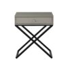 Koda - Wooden End Side Table Nightstand With Glass Top, Drawer And Metal Cross Base - Taupe - Image 2
