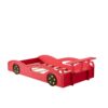 Wooden Race Car Bed, Car Shaped Platform Twin Bed With Wheels For Teens - Red / Yellow - Image 4