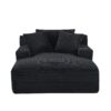 Cloudline - Oversized Chaise Lounge Chair In Soft Corduroy, Modern Comfy Couch With Full Foam Cushioning, Cozy Sleeper Sofabed For Living Room - Black - Image 2